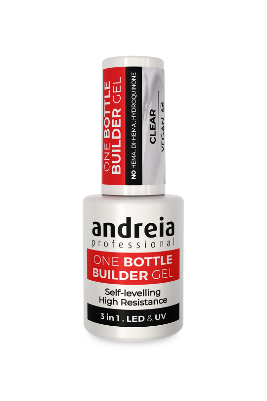 BUILDER BOTTLE GEL "CLEAR" 3 in1 FAIBLE ANDREIA Flacon pinceau14ml