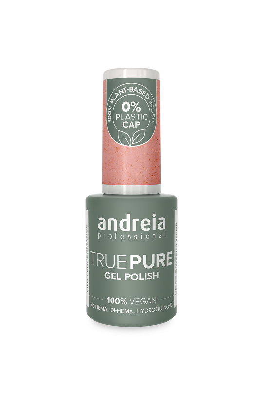 GEL POLISH TRUE PURE T58 ROSE DOUX AVEC ECLAT CUIVRE ANDREIA 10.5ml