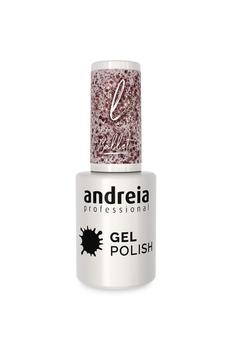 GEL SP N°ba4 Paillettes Roses et Dorées "collection BALLET" ANDREIA fl.10,5ml
