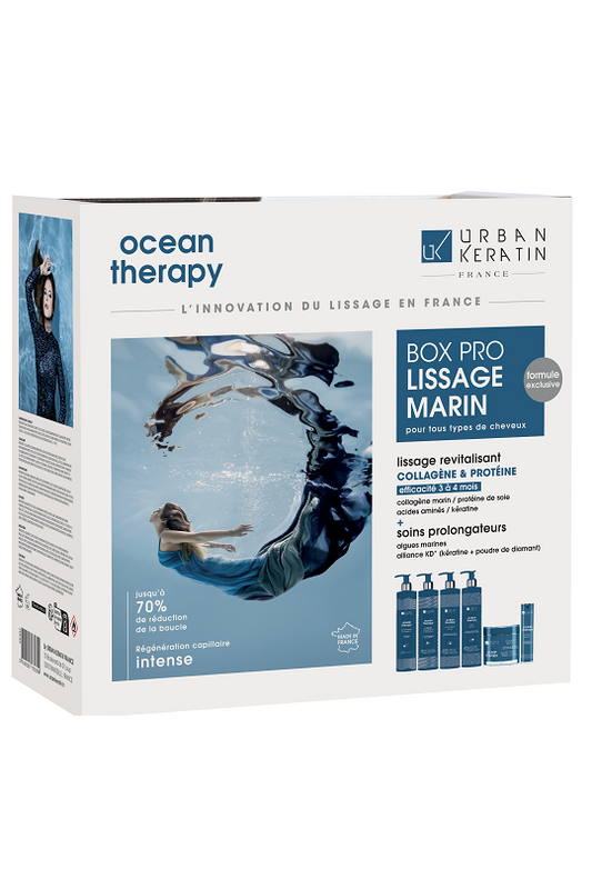 BOX PRO LISSAGE MARIN "OCEAN THERAPY" Urban Keratin 8 produits 400ml + Acc