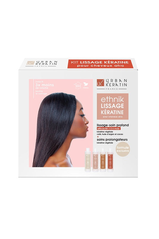 KIT LISSAGE SPECIAL CHEVEUX AFRO "URBANE KERATIN" 4 produits 100ml