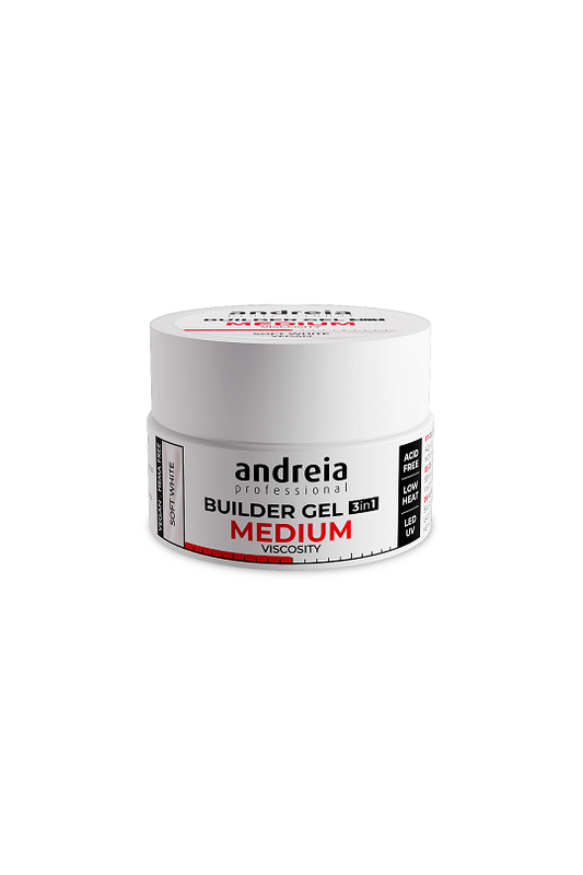 BUILDER GEL "SOFT WHITE" 3in1 MEDIUM ANDREIA pot 22grs