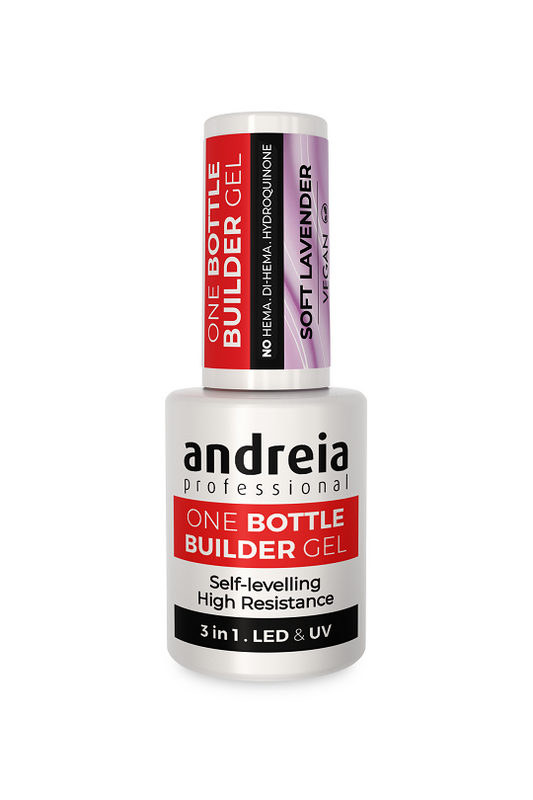 BUILDER BOTTLE GEL "SOFT LAVANDER" 3 in1 FAIBLE ANDREIA Flacon pinceau14ml