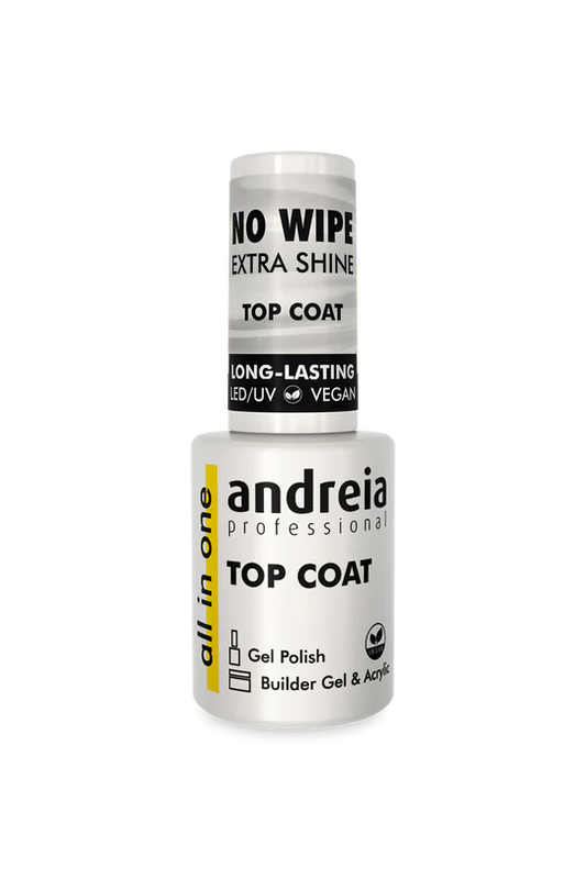 TOP COAT EXTRA SHINE NO WIPE "ALL IN ONE" Végan LED/UV ANDREIA 10.5ml