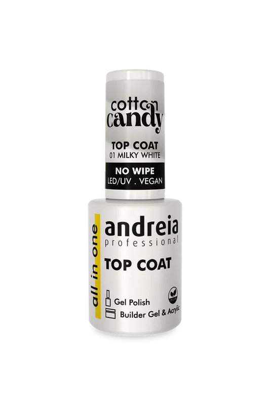 TOP COAT 01 MYLKY WHITE NO WIPE "ALL IN ON" Végan LED/UV ANDREIA  10.5ml