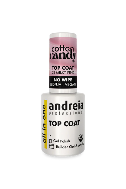 TOP COAT 02 MYLKY PINK NO WIPE "ALL IN ON" Végan LED/UV ANDREIA 10.5ml