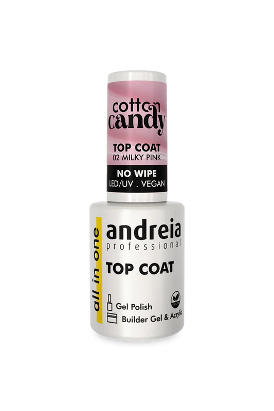 TOP COAT 02 MYLKY PINK NO WIPE "ALL IN ON" Végan LED/UV ANDREIA 10.5ml