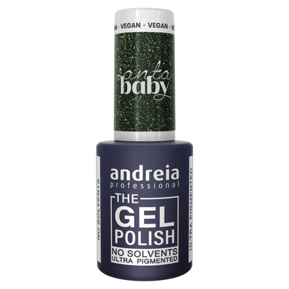 GEL POLISH NO SOLVANT SB3 "SANTA BABY" VERT FONCE PAILLETTE ANDREIA 10.5ml