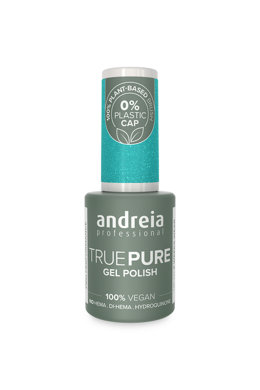 GEL POLISH TRUE PURE T51 Bleu Turquoise Pailleté ANDREIA 10.5ml